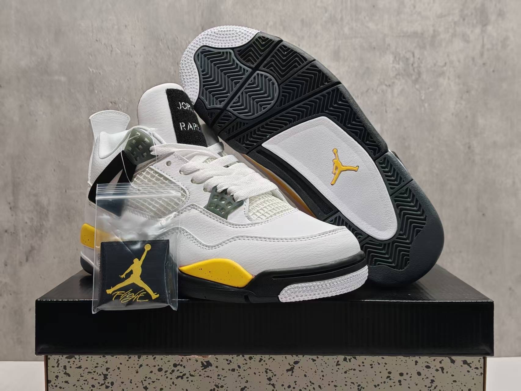 Women's Running weapon Jordan 4 White/Yellow Shoes 048